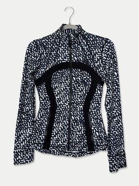 Lululemon Define Jacket Heat Wave Black White Size 4 Luxtreme Rare Print